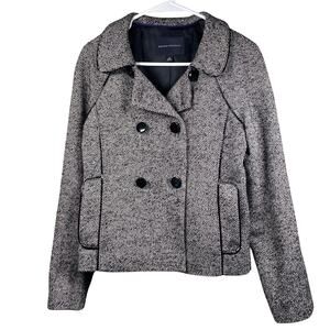 Banana Republic Pea Coat Size 4 Black and White Double Breast Wool Blend